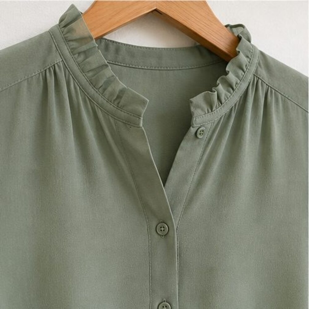 Sage Ruffle Collar Blouse - Picture 4 of 6